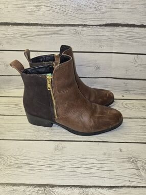 Cougar Connect Waterproof Leather Ankle Boots Brown Side Zip Size 8